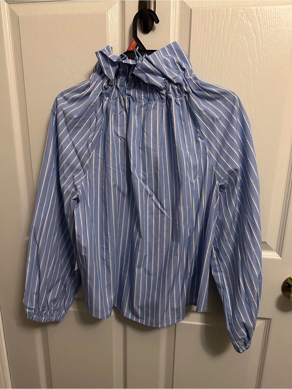 Free Assembly Blue Stripe Tie-Neck Blouse - Picture 8 of 8